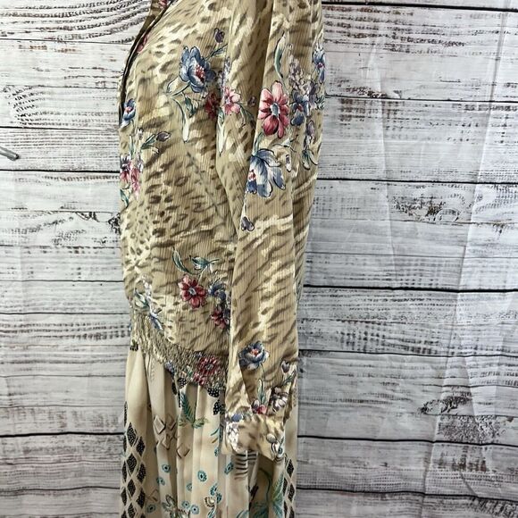 Alfred Dunner Mismatch 2pc Blouse Skirt Set size 8 Tan Floral Granny Core Modest - Picture 6 of 16